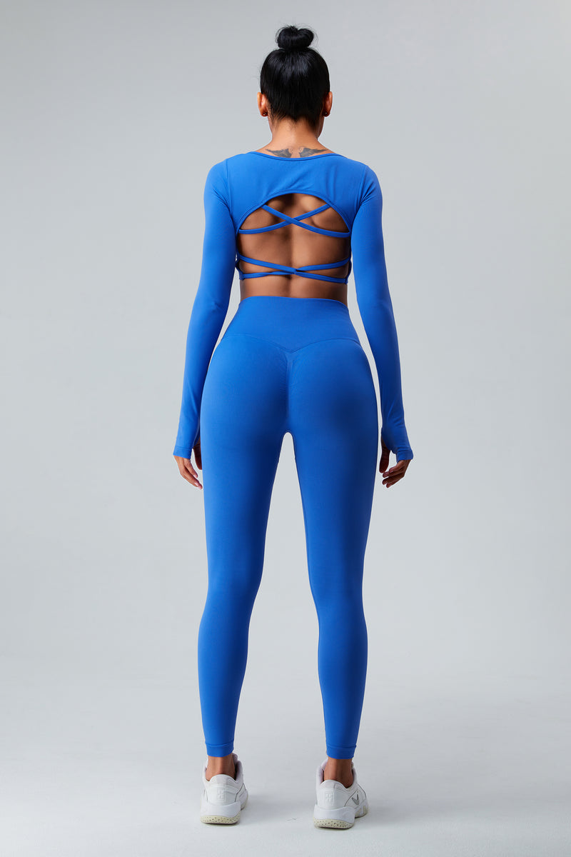 Curve V-Back Strappy Seamless Long Sleeve