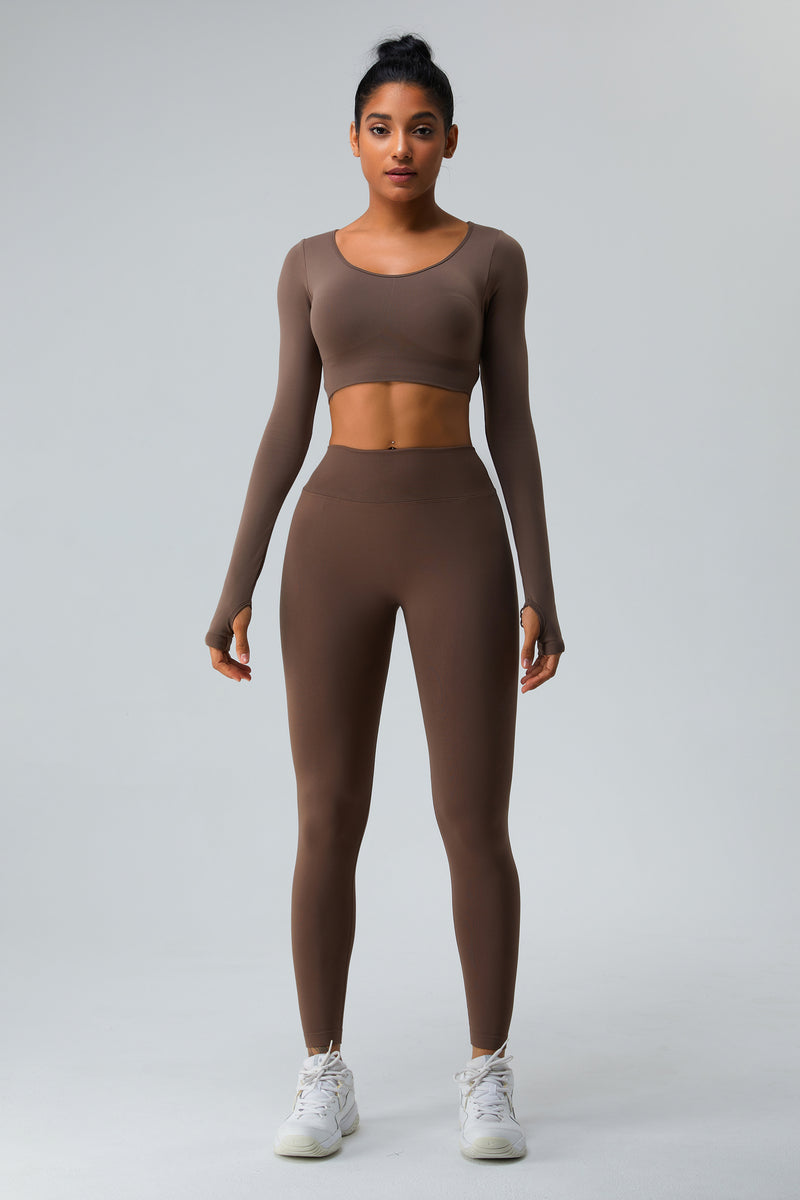 Curve V-Back Strappy Seamless Long Sleeve