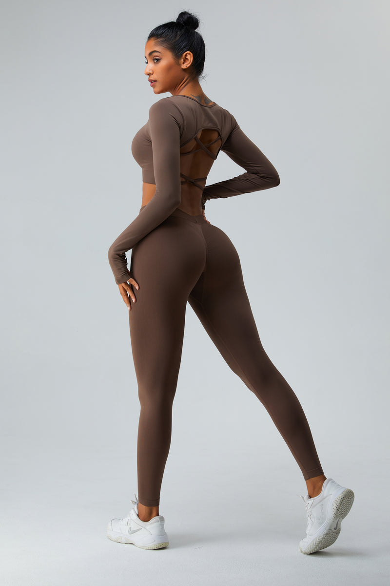 Curve V-Back Strappy Seamless Long Sleeve