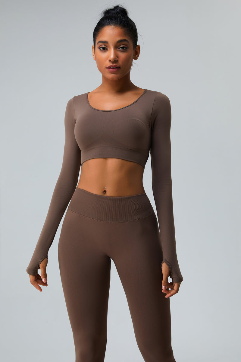 Curve V-Back Strappy Seamless Long Sleeve