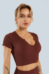 Rib-Knit Seamless Short Sleeve