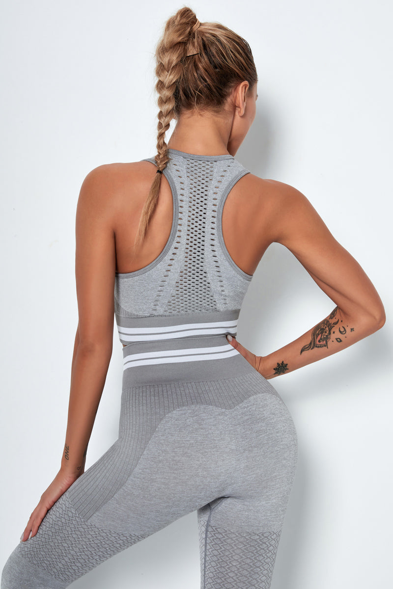 Knitted Stripe Seamless Sports Bra