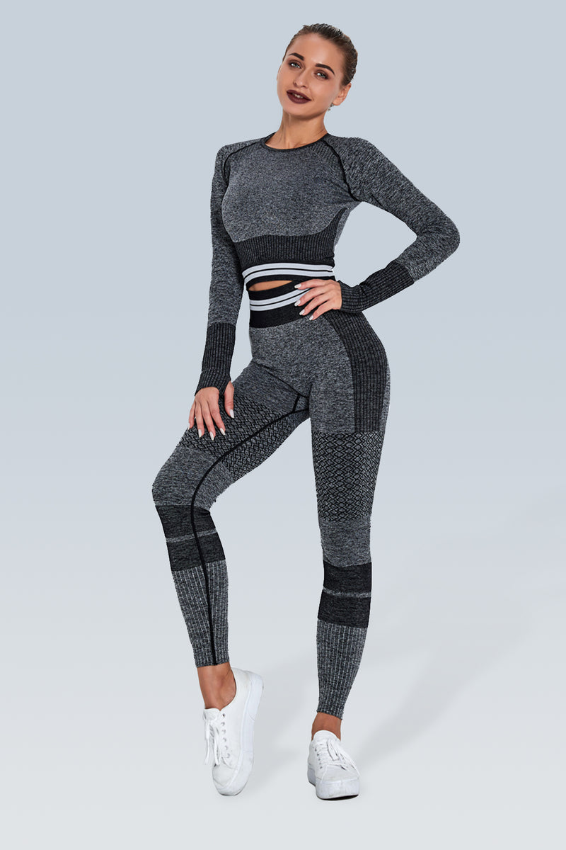 Knitted Stripe Seamless Long Sleeve