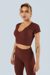 Rib-Knit Seamless Short Sleeve