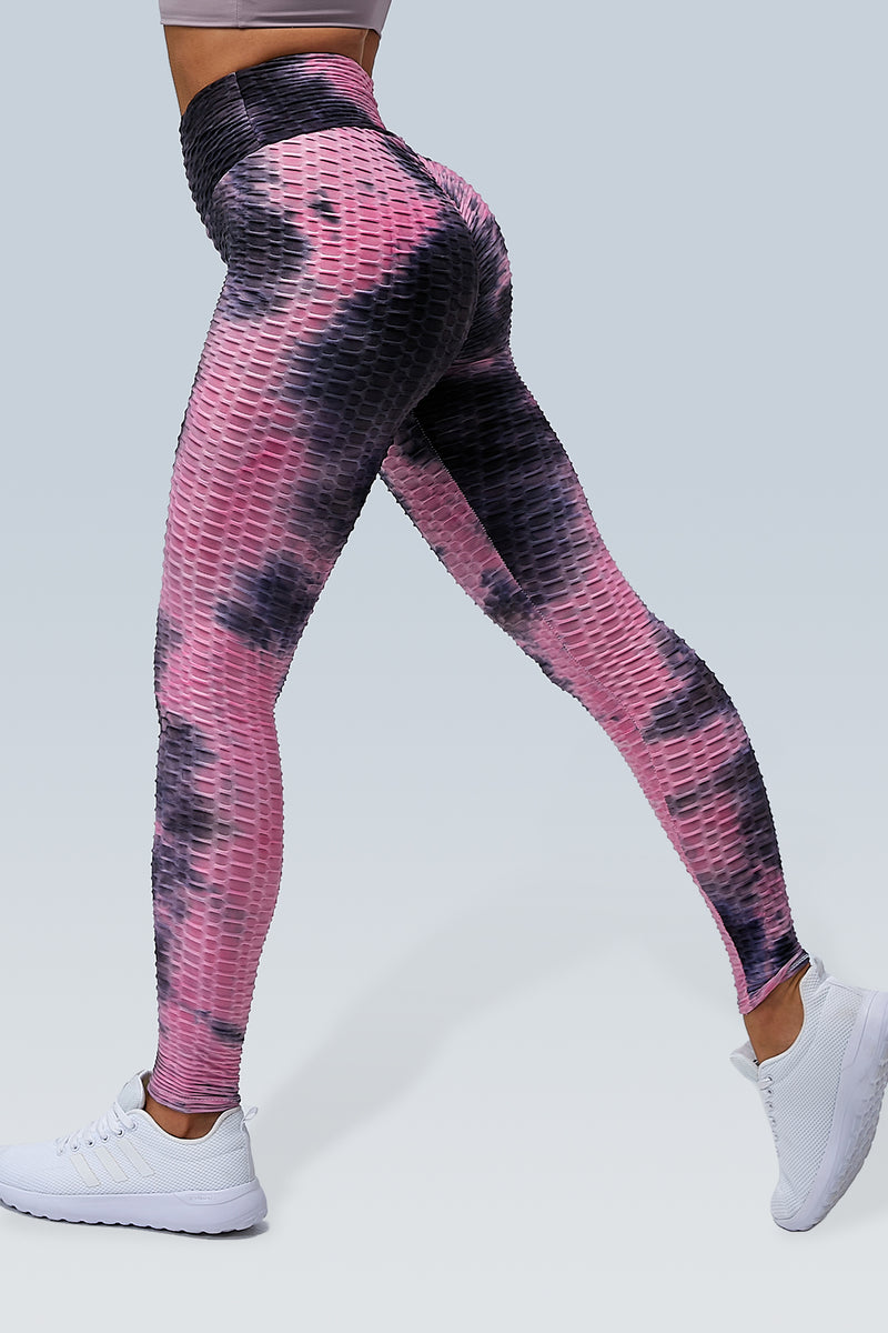 Trendy Women's Tie-Dye Bubble Ruched Butt Lifting Exercise