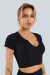 Rib-Knit Seamless Short Sleeve