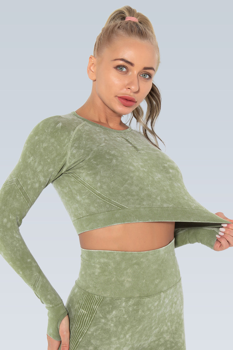 Eva Acid Wash Seamless Long Sleeve