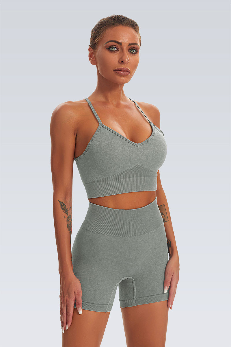 Acid Wash Seamless Y-back Sports Bra